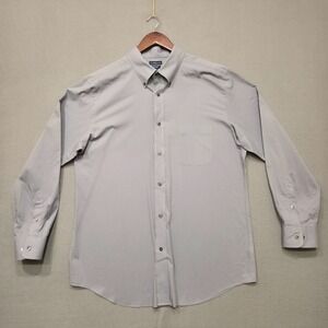 Croft & Barrow Men's Fitted Broadcloth Long Sleeve Dress‎ Shirt Size 17.5-34/35